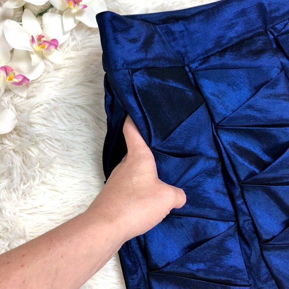 romeo & juliet couture zig zap pleated Holiday Party Pencil Skirt Blue Size M - Picture 5 of 8